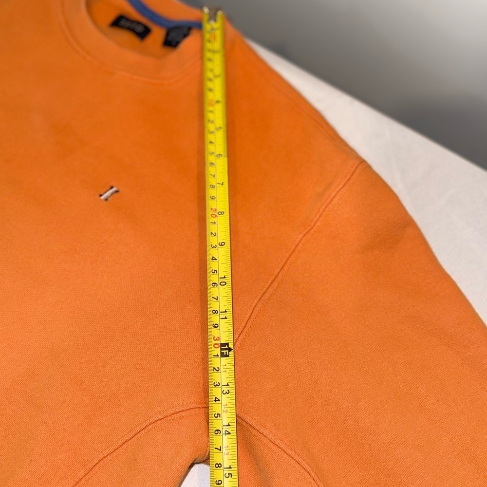 Izod Men’s Orange Crewneck Long Sleeve Sweatshirt Pullover With Logo Size Large - Picture 9 of 16